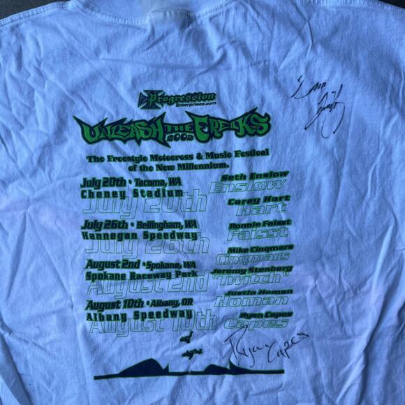 VINTAGE UNLEASH THE FREAKS 2002 SHIRT MOTOCROSS MUSIC FESTIVAL XL WHITE TEE - Picture 3 of 6